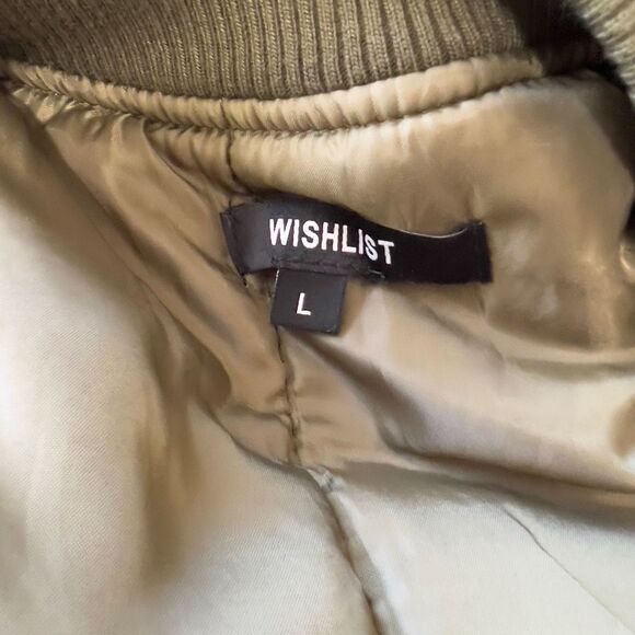 Wishlist women green long  zipper bomber  jacket  goth chic anime size L preppy - Picture 3 of 16